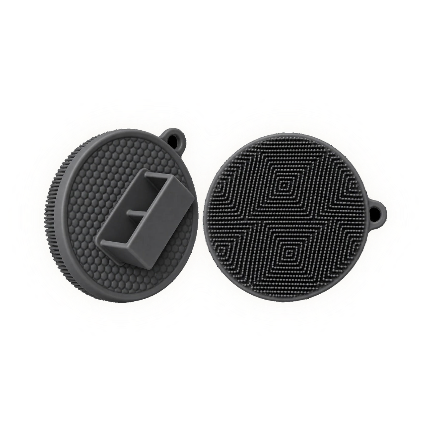 Silicone Body Scrubber in black, shown front and back