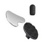 The Kit: ice roller, silicone body scrubber and steel gua sha